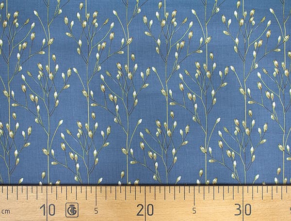 Ткань Gütermann Good Vibes (веточки с бутонами на серо-голубом) undefined