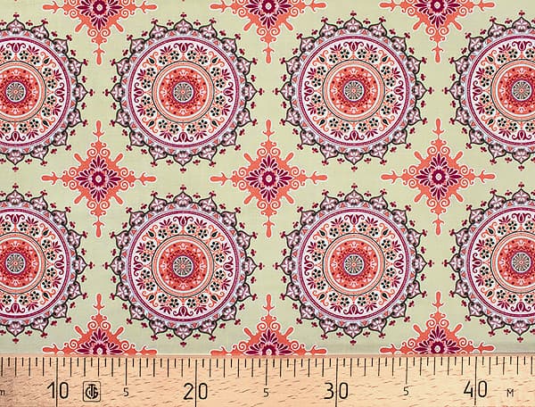 Ткань Gütermann Marrakesch (оливковый/розовая мандала) undefined