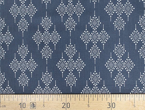 Ткань Gütermann Marrakesch (синий/белый ромбо-капельный узор) undefined