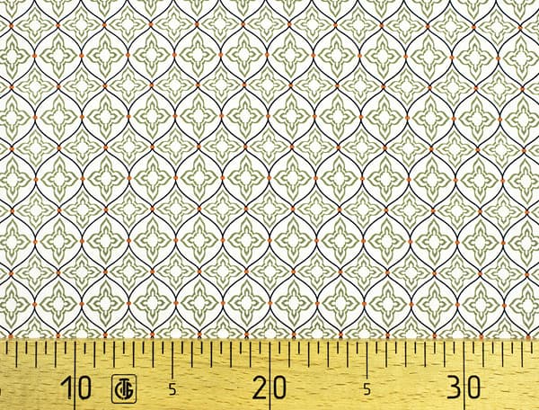 Ткань Gütermann Marrakesch (оливковый восточный ромбовидный узор на белом) undefined