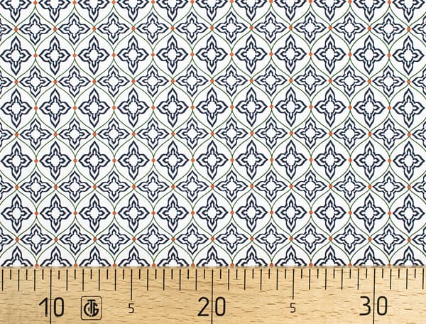 Ткань Gütermann Marrakesch (синий восточный ромбовидный узор на белом) undefined