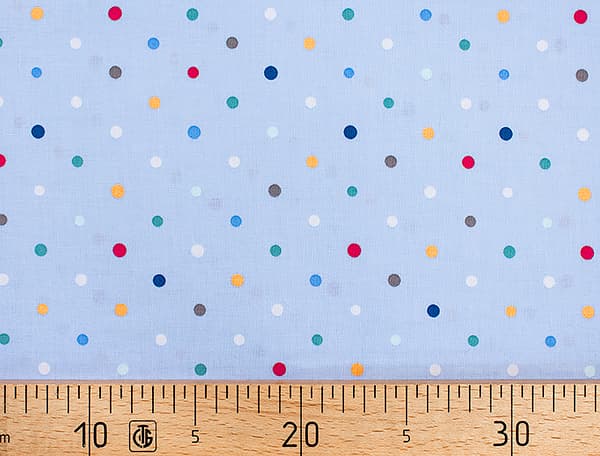Ткань Gütermann Circus (разноцветный горошек на голубом) undefined