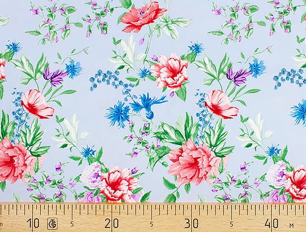 Ткань Gütermann Blooms (крупные букеты цветов на голубом) undefined