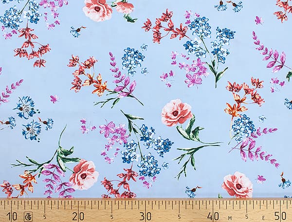 Ткань Gütermann Blooms (разнообразные цветы на голубом) undefined
