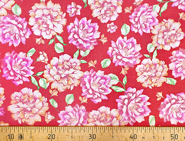 Ткань Gütermann Unique (пионы на красном) undefined