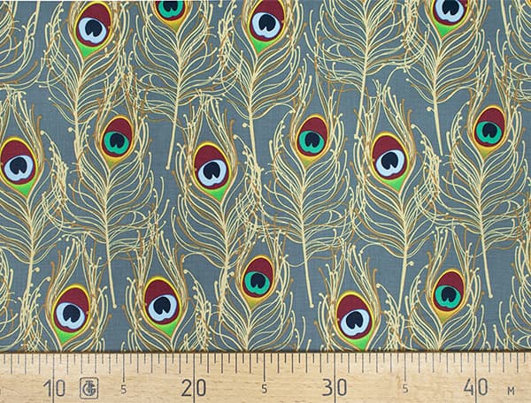 Ткань Gütermann Elegant Spirit (перья павлина на сером) undefined