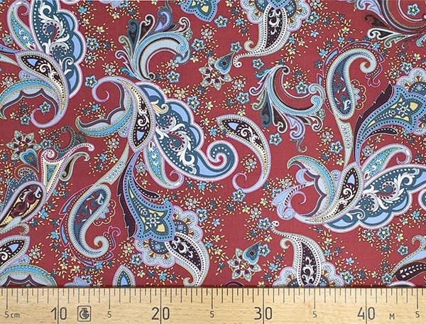 Ткань Gütermann Elegant Spirit (узор "пэйсли" на пыльно-красном) undefined