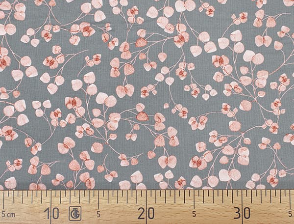 Ткань Gütermann Natural Beauty (розовые веточки на сером) undefined