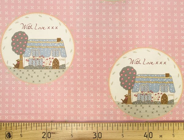 Ткань Gütermann With Love (темно-розовый/домик) undefined