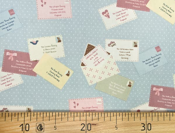 Ткань Gütermann With Love (голубой с открытками) undefined