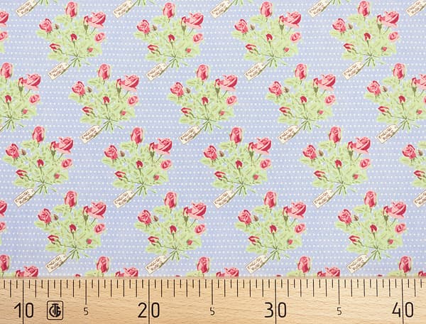 Ткань Gütermann Lizzy's Garden (букеты роз на голубом) undefined