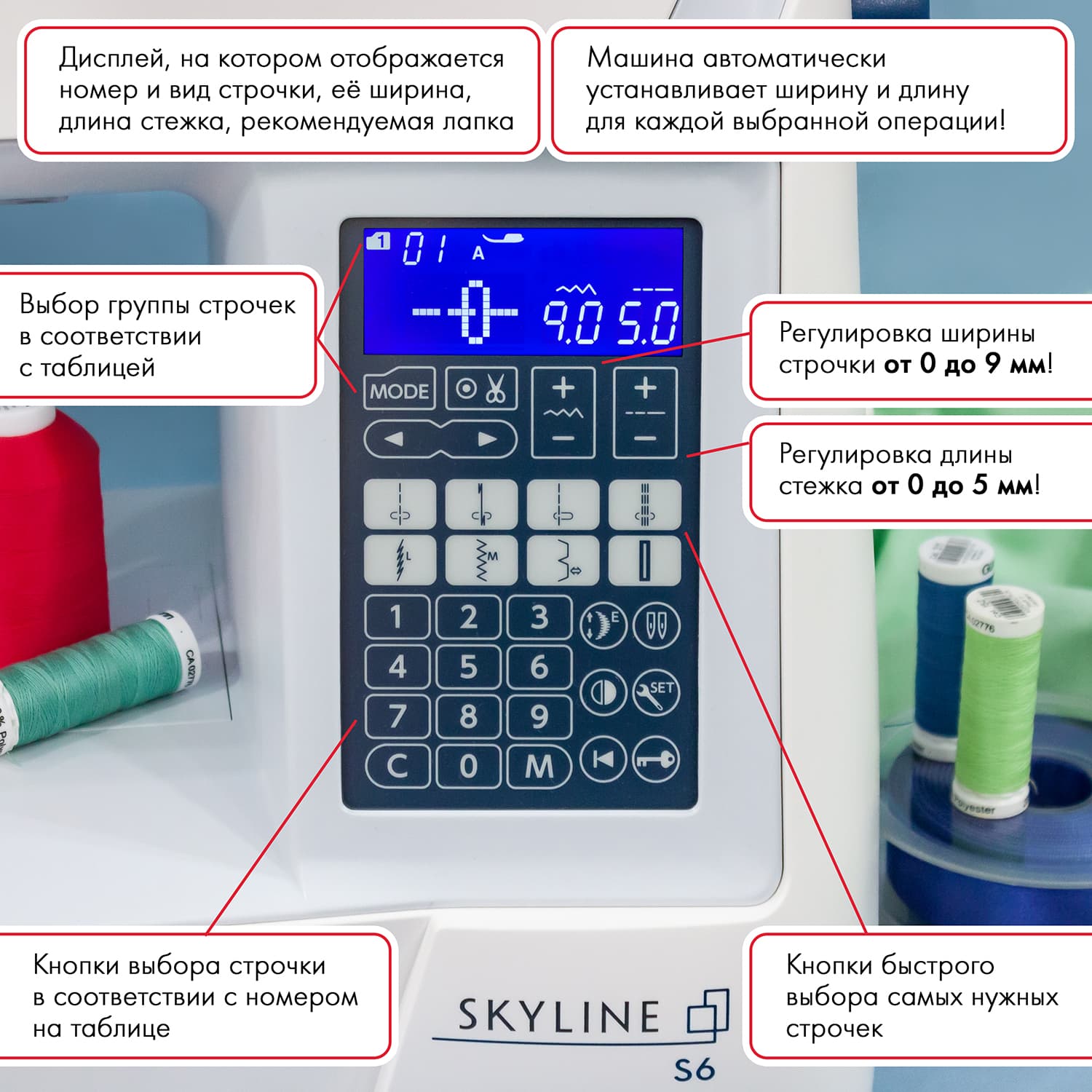 Швейная машина с микропроцессорным управлением Janome Skyline S6 - №3