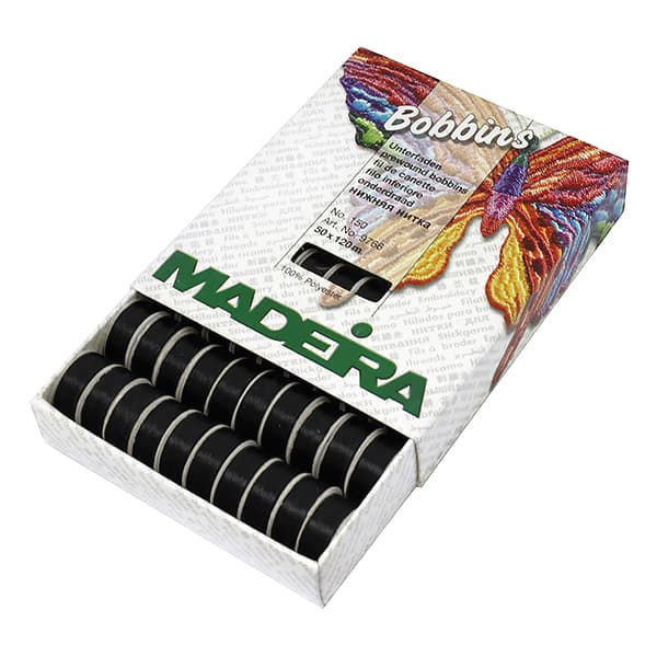Нитки Madeira Bobbins №150 (120м на шпуле) 50 шт черные undefined