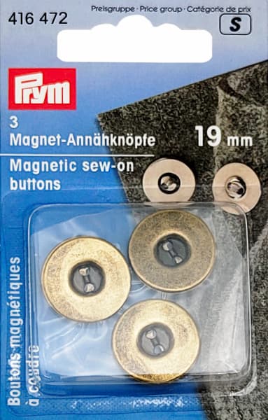 Магнитные пуговицы 19 мм (3 шт) цвет состаренной латуни undefined