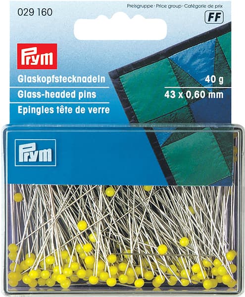 Булавки термостойкие с желтыми стеклянными головками 43х0,6мм в коробке 40г undefined