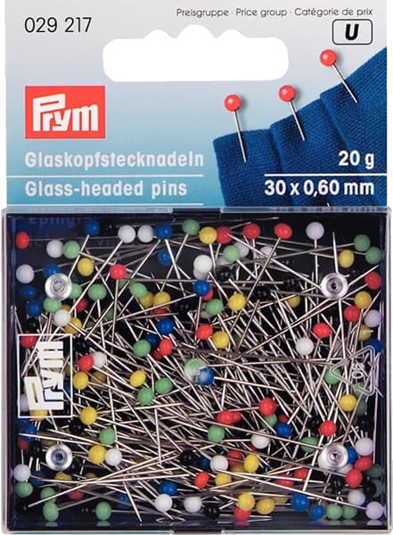 Булавки термостойкие с разноцветными стеклянными головками 30х0,6мм в коробке 20г undefined