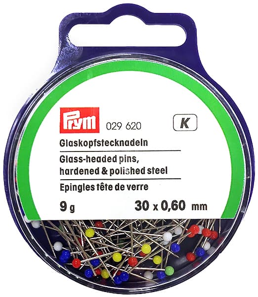 Булавки термостойкие с разноцветными стеклянными головками 30х0,6мм в банке 9г undefined