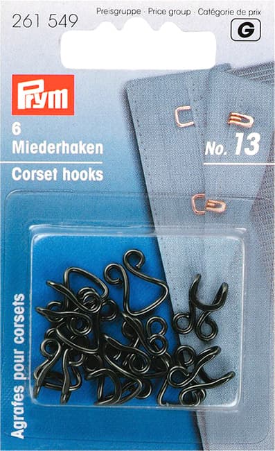 Крючки для корсетов №13 черные 6шт undefined