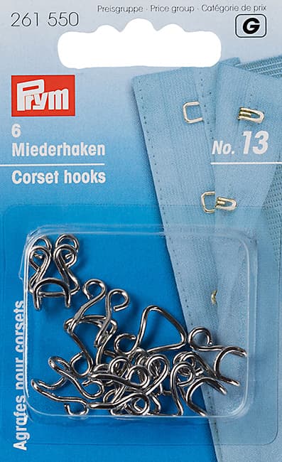 Крючки для корсетов №13 серебристые 6шт undefined