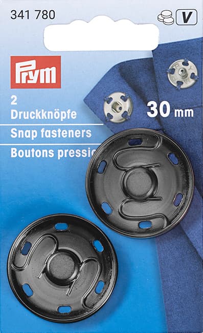 Пришивные кнопки 30мм цвет оружейного металла 2шт undefined