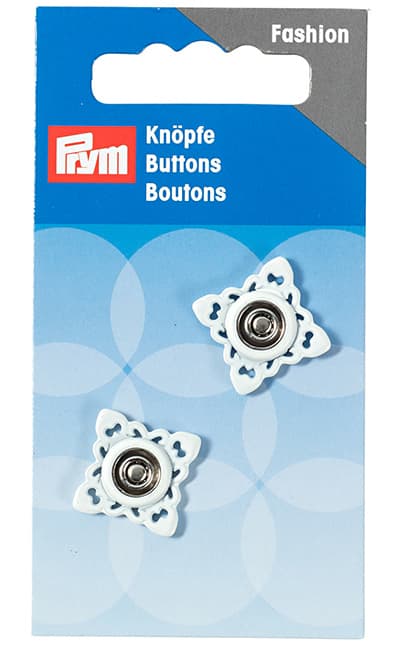 Пришивные кнопки Квадрат 21мм (2 шт) белые undefined