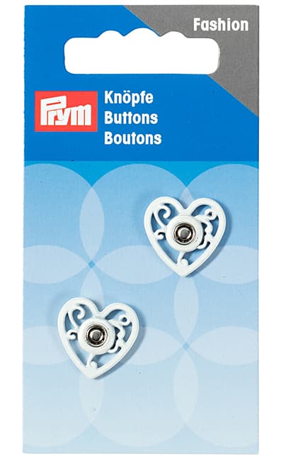 Пришивные кнопки Сердце 18мм (2 шт) белые undefined