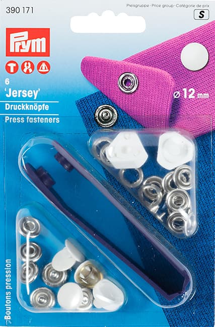 Кнопки Jersey шляпка 12мм (6шт) серебристые/белые undefined