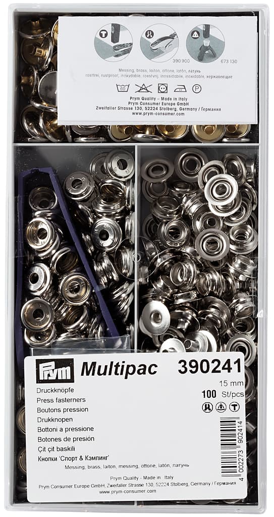 Кнопки Prym Sport+Camping серебристый 15мм (multipac, 100шт)