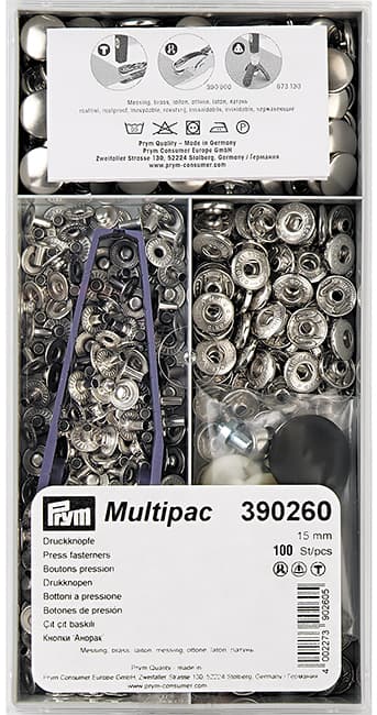 Кнопки Prym Anorak серебристый 15мм (multipac, 100шт) undefined