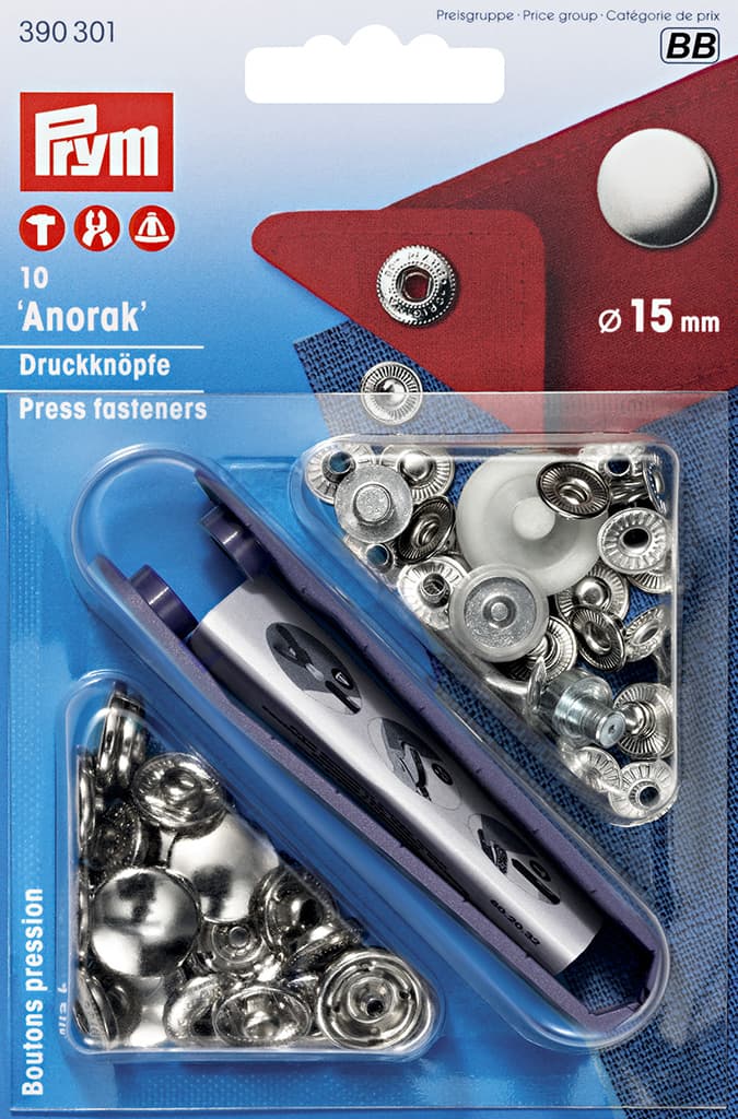 Кнопки Anorak серебристый 15мм (10шт)