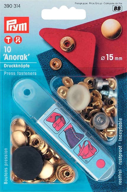 Кнопки "Anorak" золотистый 15мм (10шт) undefined