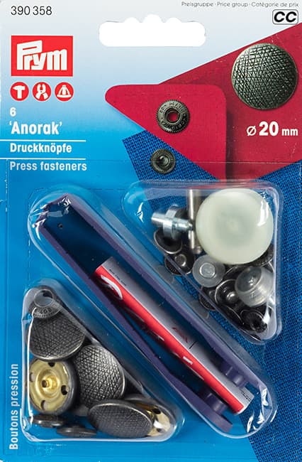 Кнопки "Anorak" с рисунком "Характер" темное серебро 20мм (6 шт) undefined