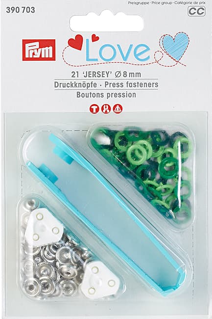 Кнопки Prym Love Jersey кольцо 8мм (21шт), салатовые, зеленые, темно-зеленые undefined