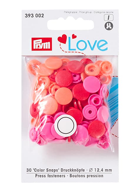 Кнопки Prym Love  "Color Snaps" круглые красные, оранжевые, розовые undefined