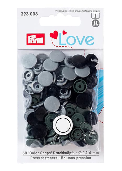 Кнопки Prym Love  "Color Snaps" круглые светло-серые, темно-серые, черные undefined