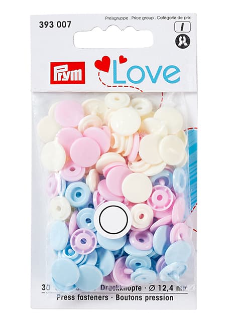 Кнопки Prym Love  "Color Snaps" круглые розовые, голубые, жемчужные undefined