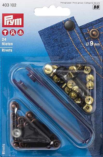 Клёпки металлические для укрепления углов и карманов медь/черный 9 мм (24шт) undefined