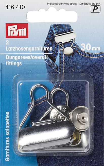 Застежки для комбинезонов (2 кнопки и 2 пряжки) 30мм никель undefined