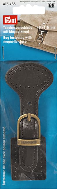 Застёжка кожаная коричневая с магнитной кнопкой цвета состаренной латуни undefined