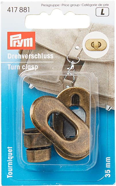 Поворотный замок для сумки 35х20мм цвета состаренной латуни undefined