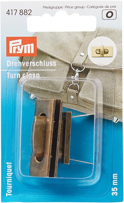 Поворотный замок для сумки 35х17мм цвета состаренной латуни undefined