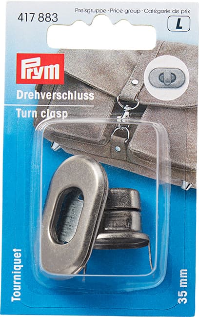 Поворотный замок для сумки 35х20мм цвета состаренного серебра undefined