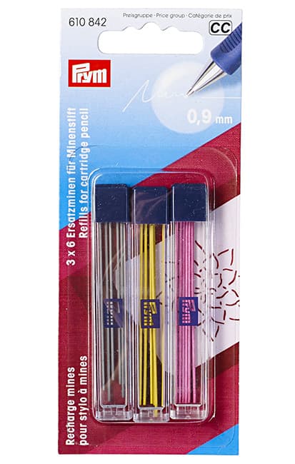 Грифели желтые, черные и розовые для механического карандаша 0.9мм 18шт undefined