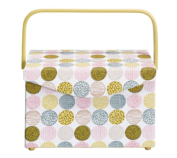 Шкатулка, обтянутая тканью, прямоугольная (32х17х18,5), разноцветные круги undefined