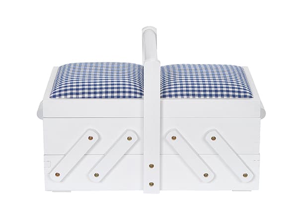 Шкатулка для рукоделия S (36х19х23), дерево, белая, крышка с тканью undefined