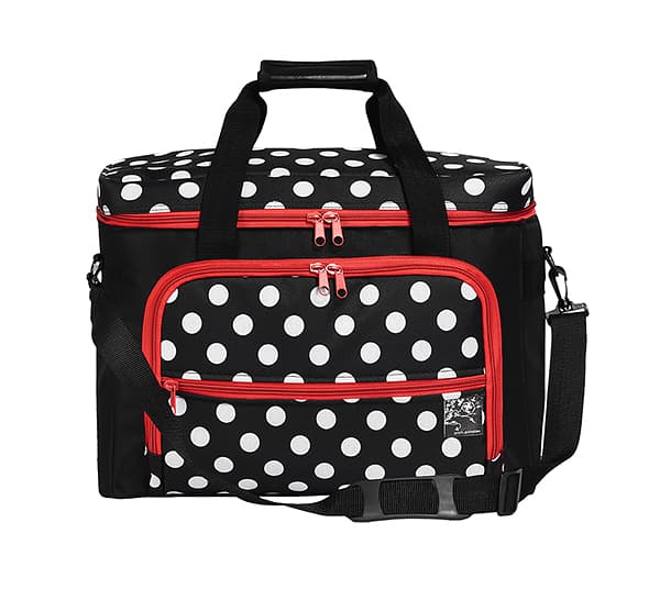 Сумка для швейной машины, черная в белый горох