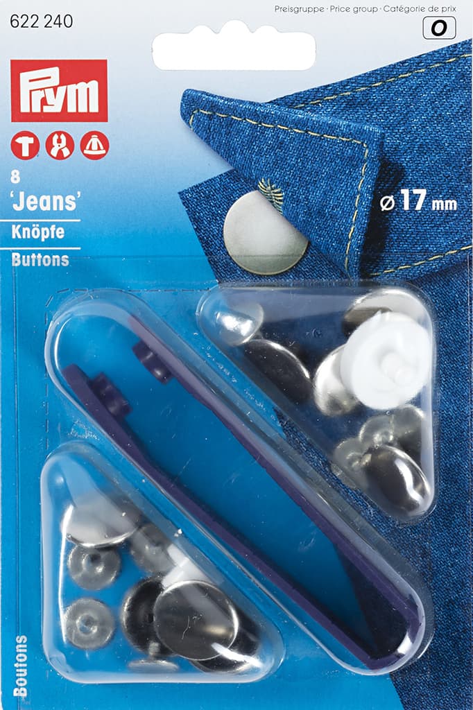 Кнопки "Jeans" серебристый 17мм (8шт)