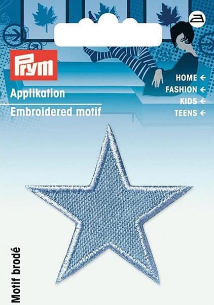 Аппликация Звезды светло-синий джинс 2 шт 50х50мм undefined