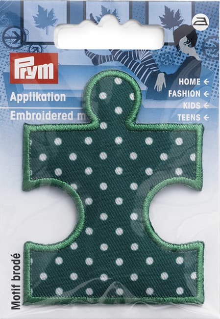 Аппликация Пазл зеленый/белый горох undefined