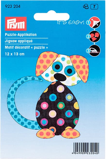 Аппликация Собака разноцветная 12х13см undefined